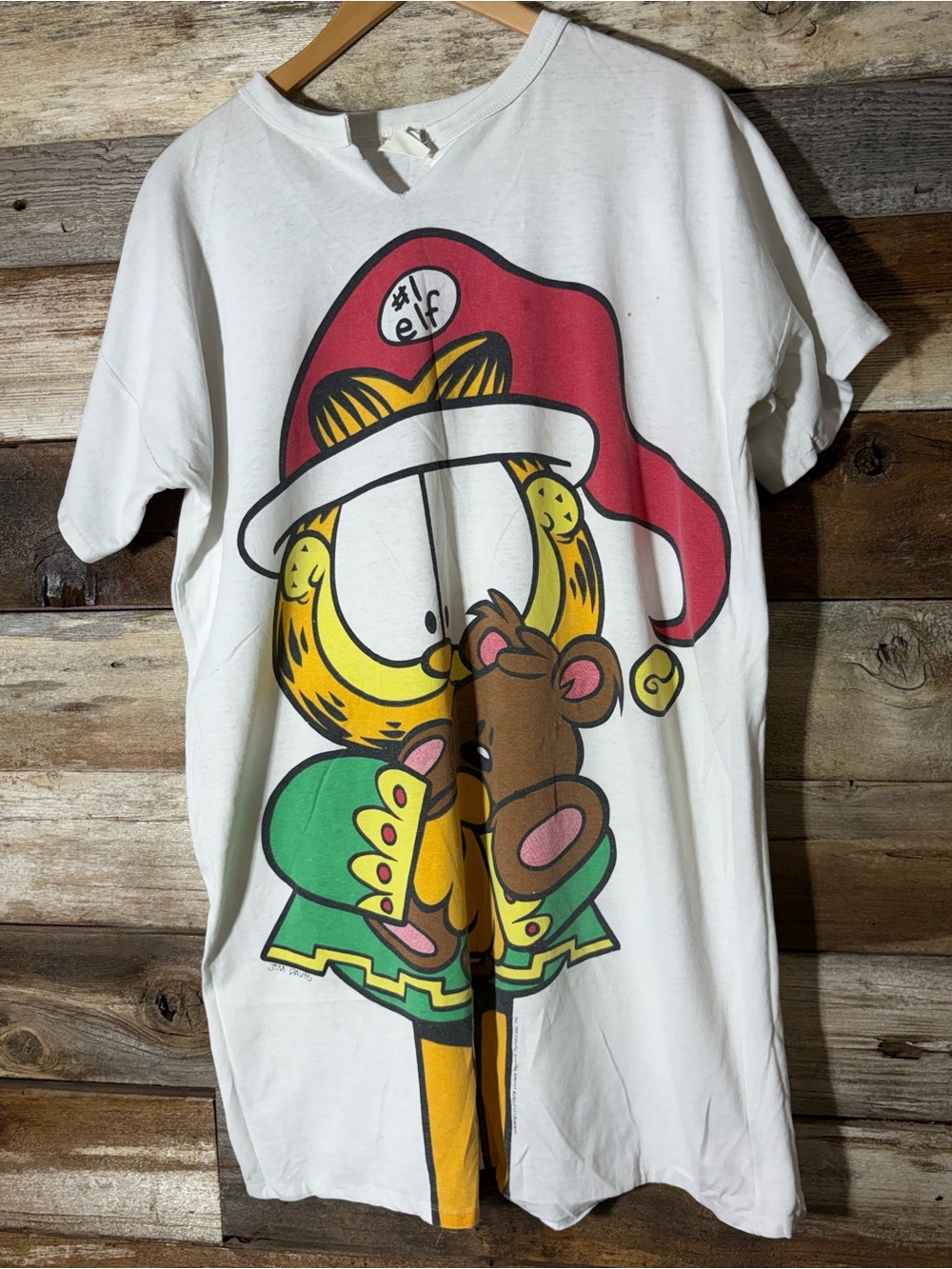 Vintage Garfield Christmas T-shirt Women's Size XL Sleepwear Long Jim Davis 1978